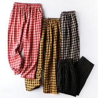 Gingham Tapered Cropped Pants