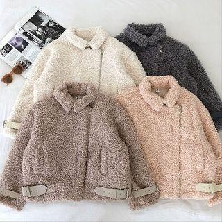 Fleece Panel Belt Long-sleeve Jacket