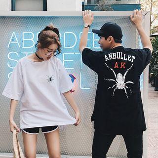 Couple Matching Spider Print Short-sleeve T-shirt