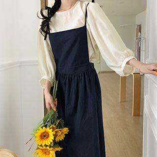 Lantern-sleeve Top / Spaghetti Strap Maxi Dress