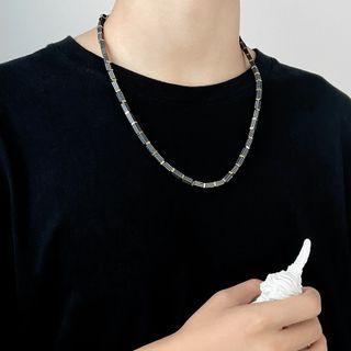 Faux Gemstone Necklace 1 Pc - Black & Gold - 55cm