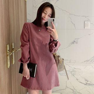 Long-sleeve Mini Dress Pink - One Size