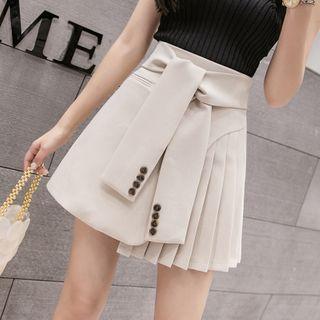 Tie-waist Paneled A-line Skirt