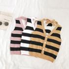 Color Block Single-breasted Sleeveless Knit Top