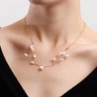 Branches Faux Pearl Pendant Alloy Necklace Gold - One Size