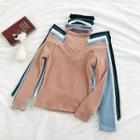 Mock Two-piece Halter Off-shoulder Knit Top