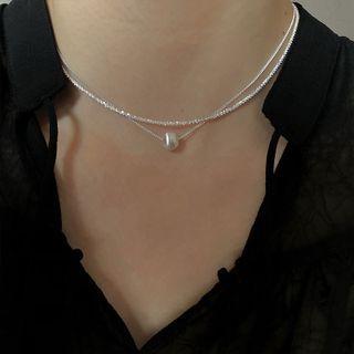 Pendant Layered Alloy Choker Xl1191 - Silver - One Size