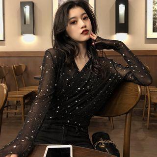 Set: Star Blouse + Camisole As Shown In Figure - One Size
