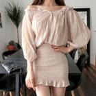 Off-shoulder Smocked-waist Dress