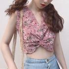 V-neck Floral Print Cropped Top