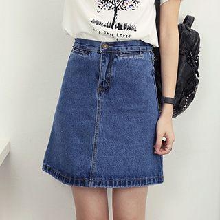 High-waist Denim A-line Skirt