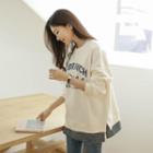 Letter-printed Stripe-layered Pullover