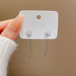Floral Drop Earring E4682 - 1 Pair - 925 Silver - Silver - One Size