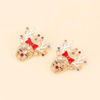 Rhinestone Deer Ear Stud 1 Pair - Gold - One Size