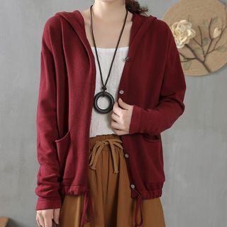 Plain Loose Fit Drawstring Hoodie