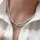 Metal Bead Necklace Xl1153 - Silver - One Size