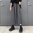Plaid A-line Midi Skirt Dark Gray - One Size