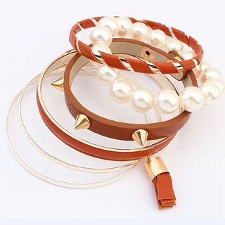 Studded Faux-pearl Layered Bracelet
