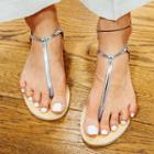 T-strap Colored Flat Sandals