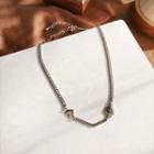 Smiley Heart Chain Choker Silver - One Size