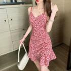 Sleeveless Floral Ruched Dress