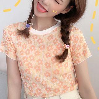 Color-block Crewneck Slim-fit Knit Top