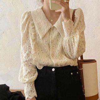 Peter Pan Lace Blouse Almond - One Size