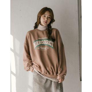 Margaret Printed Fleece-lined Sweatshirt Dark Beige - One Size