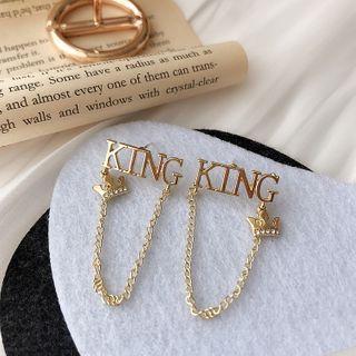 Lettering Chain Earring 1 Pair - Gold - One Size