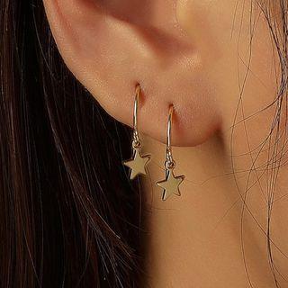Star Drop Earring 1 Pair - 01 - Dz - Gold - One Size