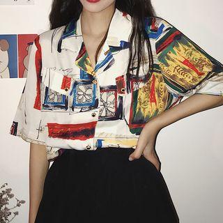 Printed Short-sleeve Shirt Print Shirt - One Size