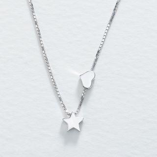 Star & Heart Pendant Necklace As Shown In Figure - One Size