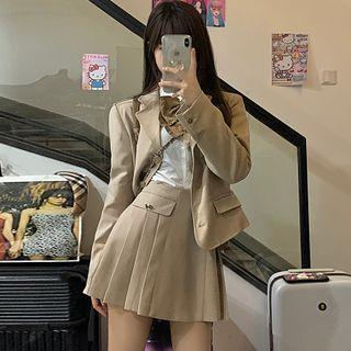 Single-breasted Blazer / Bow Tie / Mini A-line Skirt