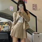 Single-breasted Blazer / Bow Tie / Mini A-line Skirt