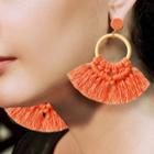 Woven Fringed Wool Hoop Earring