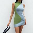 Two-tone Mini Sheath Tank Dress