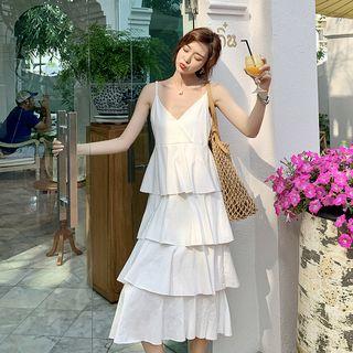 Spaghetti Strap Layer Pleated Dress
