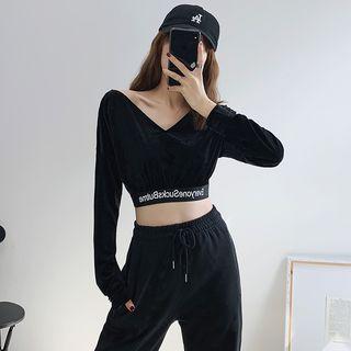 Wide-neck Velvet Crop Top