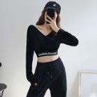 Wide-neck Velvet Crop Top