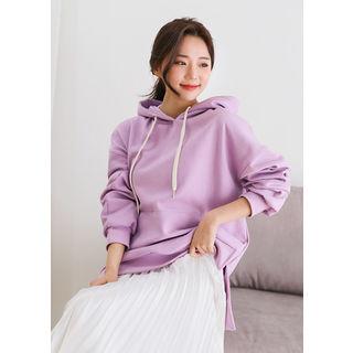 Tall Size Slit-hem Kangaroo-pocket Hoodie