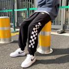 Checked Panel Cropped Harem Pants