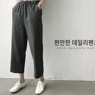 Wide-leg Linen-blend Pants