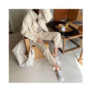 Funnel-neck Boxy Field Jacket Cream - One Size