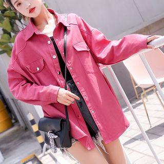 Denim Shirt Jacket Rose Pink - One Size