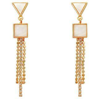 Geometric Rhinestone Drop Earring 1 Pair - E4440 - Gold - One Size