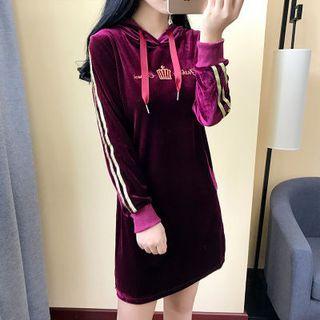 Hooded Velvet Long-sleeve T-shirt Dress
