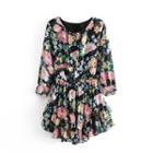 Long-sleeve Floral Lettuce Edge Dress