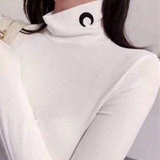 Moon Embroidery Turtleneck
