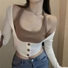 Halter-neck Camisole Top / Long-sleeve Crop T-shirt