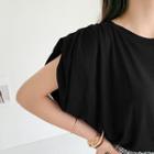 Dolman-sleeve Ruched Top Black - One Size